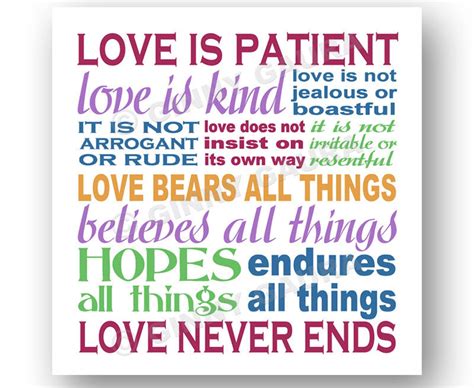 Love is Patient Love is Kind Art 8x8 Printable Downloadable File Multi-color Text Subway Style ...