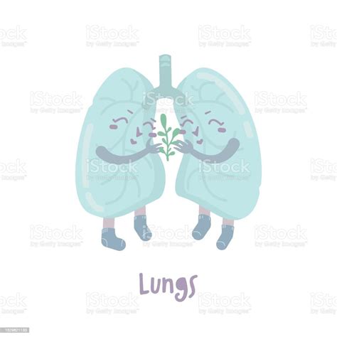 Healthy Lungs Cartoon Characters In A Trendy Style Stock Illustration ...