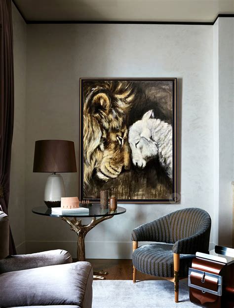 Lion and Lamb Canvas Wall Art Lion and Lamb Oil Painting on - Etsy