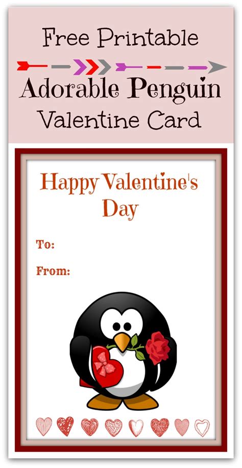 Free Printable Cute Penguin Valentine's Day Card