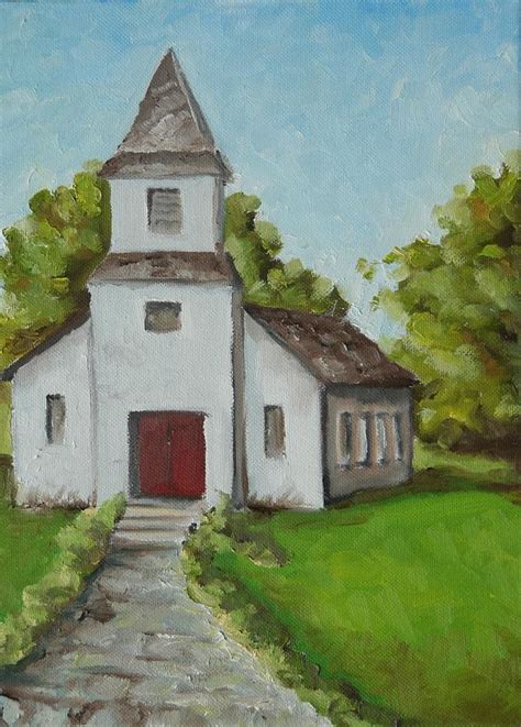 Old White Church In The Texas Hill Country Painting by Amy Higgins