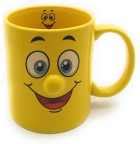 Satyam Kraft Ceramic Yellow Smiley Coffee mug(RANDOM DESIGN) for kids/birthday gift/return gift ...