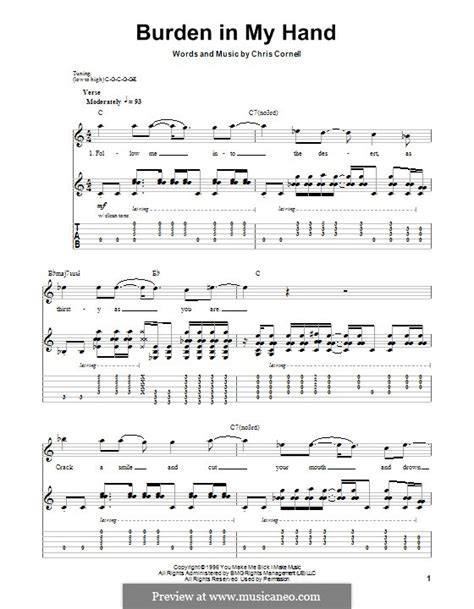 Burden in My Hand (Soundgarden) by C. Cornell - sheet music on MusicaNeo