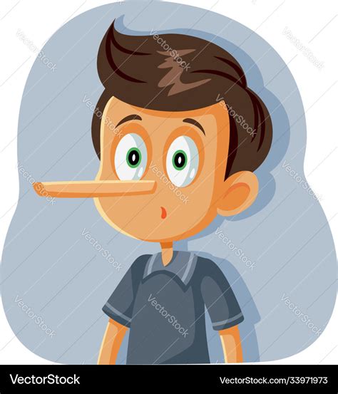 Liar boy with long nose cartoon Royalty Free Vector Image