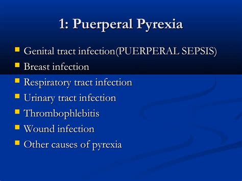 Complications of puerperium