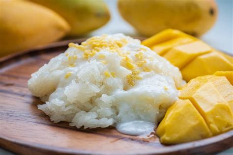 Mango Sticky Rice with Coconut Milk Stock Photo - Image of sticky ...