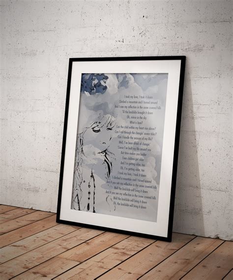 Landslide Stevie Nicks Inspired Lyric Art Print Song Lyrics - Etsy