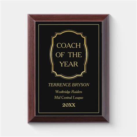 Gold Coach of the Year Award Plaque | Zazzle.com