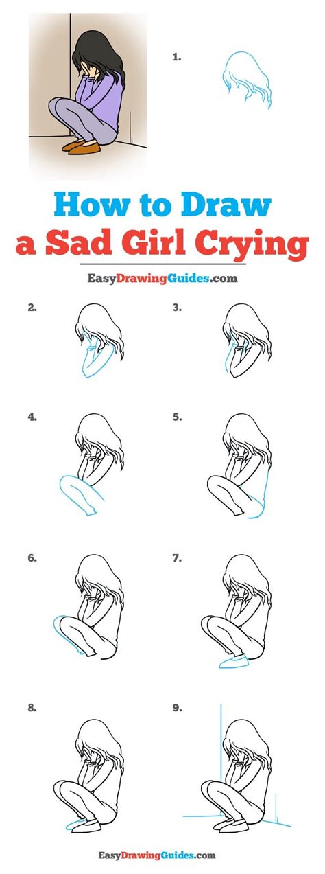 How to Draw a Sad Girl Crying - Really Easy Drawing Tutorial