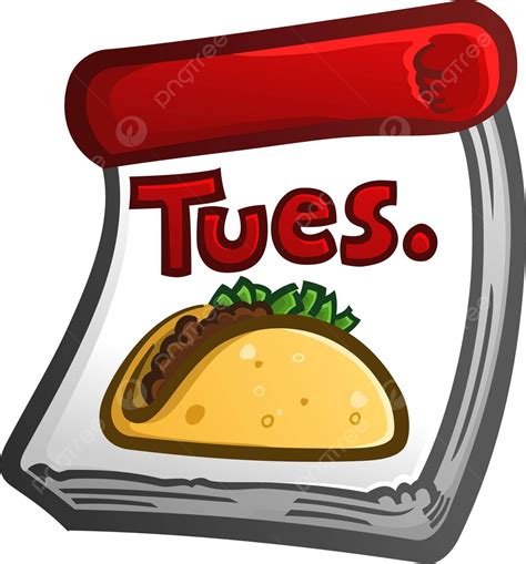 Taco Tuesday Cartoon Calendar Icon Dinner Crunchy Mexican Vector ...