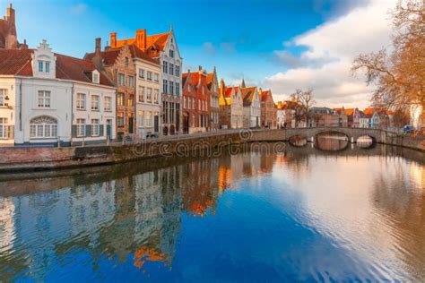 Canal Spiegelrei, Bruges, Belgium Stock Photo - Image of colourful, gothic: 121443104