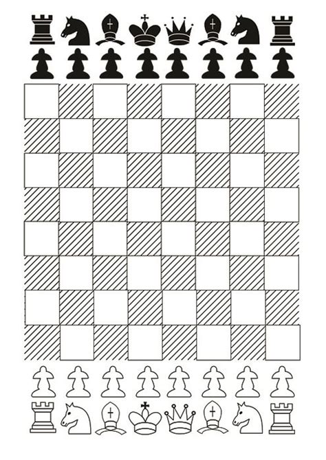 Chess Board with Chess Pieces Printable Template | Free Printable Papercraft Templates