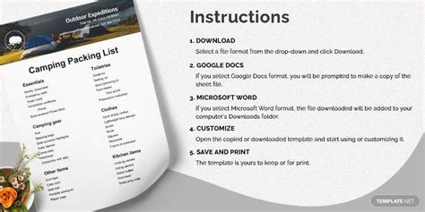 Camping Packing List Template in Word, Pages, Google Docs - Download | Template.net