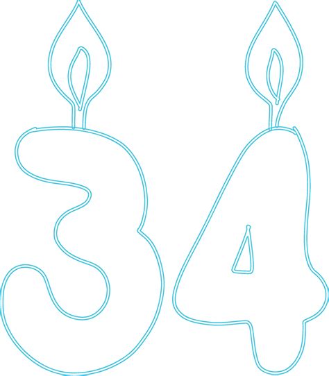 Number 34 with candle festive design. 24743479 Vector Art at Vecteezy