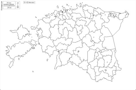 Estonia free map, free blank map, free outline map, free base map outline, regions, main cities ...