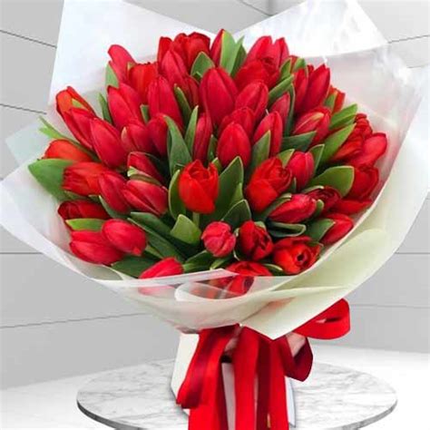 36 Red Tulip Bouquet - Valentine's Day Bouquet For Her Japan