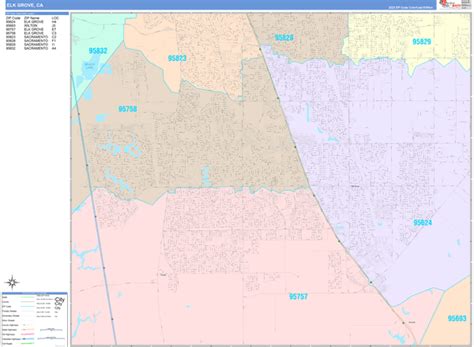 Elk Grove California Wall Map (Color Cast Style) by MarketMAPS - MapSales