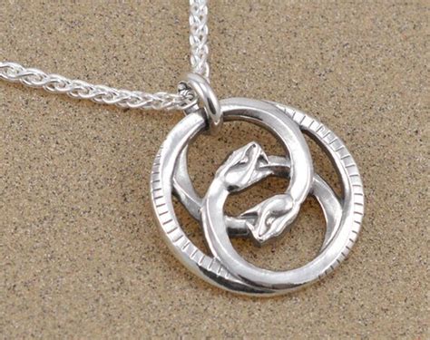 Double Ouroboros Pendant Necklace Sterling Silver Leather