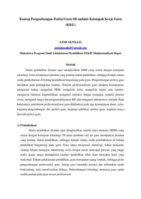 (PDF) Konsep Pengembangan Profesi Guru SD melalui Kelompok Kerja Guru ...