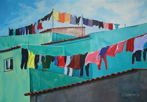 The washing line Painting by Roland Henrion | Saatchi Art