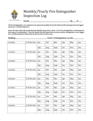 Monthly Fire Extinguisher Inspection Form Template Excel 2020-2024 - Fill and Sign Printable ...