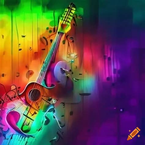 Colorful music instruments and notes on Craiyon