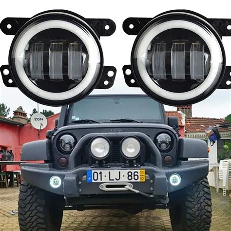 4" 30W Led DRL Driving Fog Light Halo Angle Eyes for Jeep Wrangler Jk ...