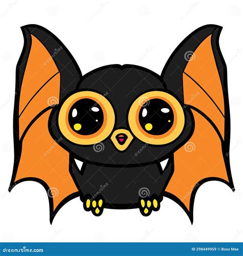 Bat with Big Eyes on a White Background. Vector Illustration in Cartoon Style Stock Illustration ...