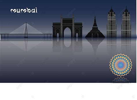 Mumbai Silhouette Monuments Skyline Vector, Silhouette, Monuments ...