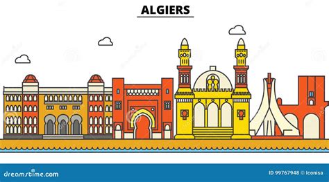 Algiers Architecture Line Skyline Illustration. Linear Vector Cityscape ...