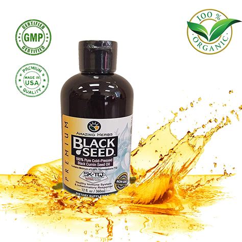 Amazing Herbs Black Seed Oil, Premium 100% Pure Cold Pressed Black Cumin Seed Oil, Dietary ...