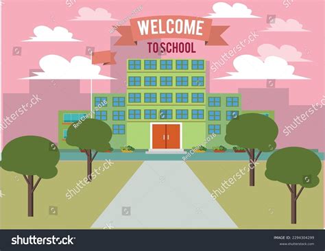 School Building Background Illustration Cartoon Architecutre Stock ...