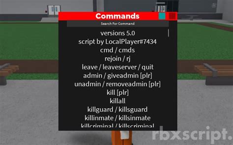 Prison Life: Admin Commands Scripts | RbxScript