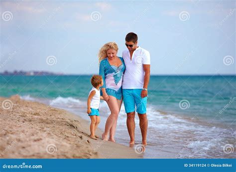 Happy Family on Vacation, Beach Stock Photo - Image of beach, play ...