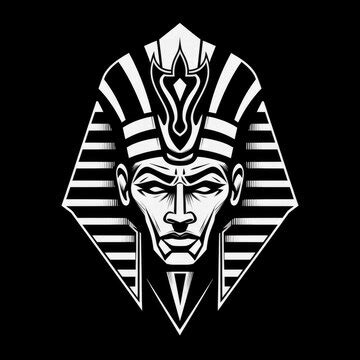 Premium AI Image | Pharaoh logo black and white illustration AI generated Image