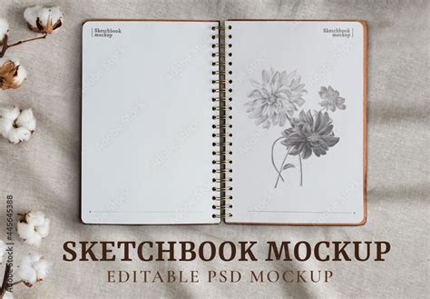 Opened Sketchbook Pages Mockup Stock Template | Adobe Stock