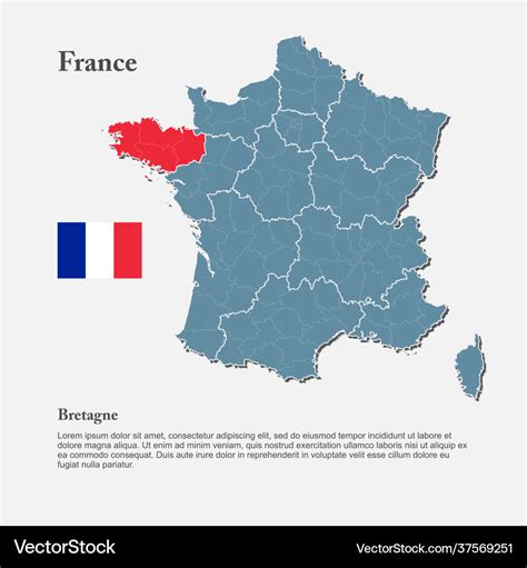 Map europe country france region bretagne Vector Image