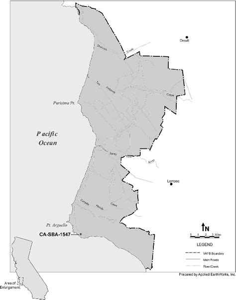 Map of the Vandenberg Air Force Base vicinity, showing the location of... | Download Scientific ...