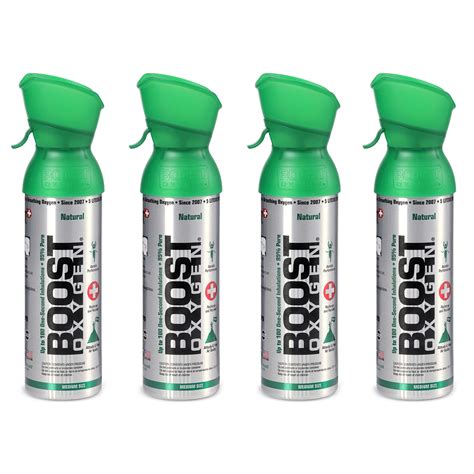 Boost Oxygen 5 Liter Canned Oxygen Bottle with Mouthpiece, Natural (4 ...