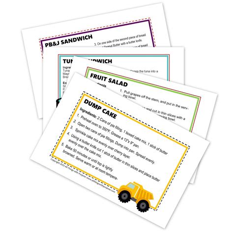 Free Preschool Recipe Cards