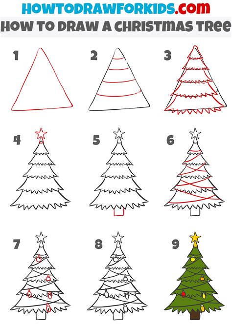 How to Draw a Christmas Tree - Easy Drawing Tutorial For Kids