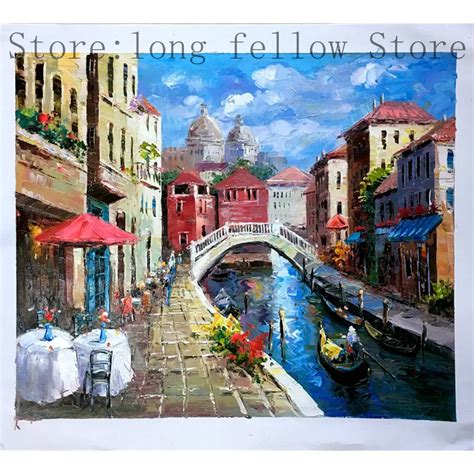 Beautiful Wall Art Poster Venezia Venice Landscape Oil Canvas Painting Italy 100% Handmade ...