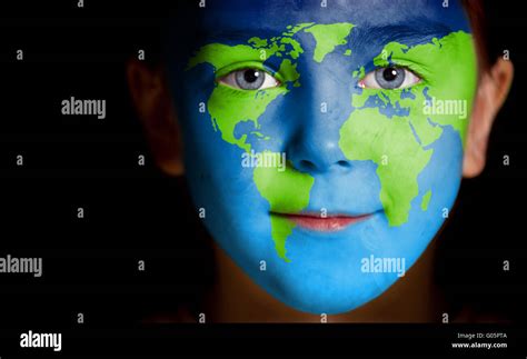 Face paint world map hi-res stock photography and images - Alamy