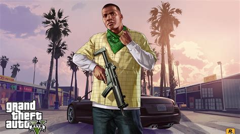 Franklin Clinton with a gun in Grand Theft Auto V HD desktop wallpaper ...