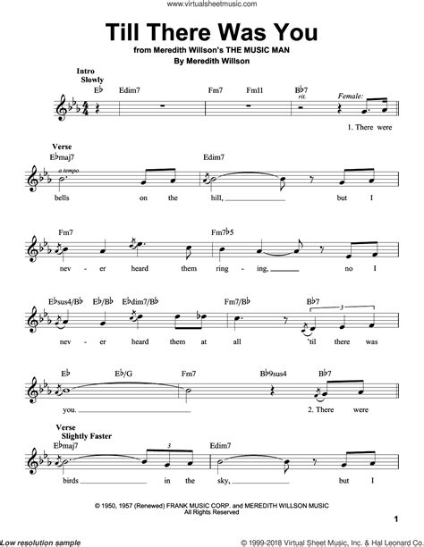 Till There Was You sheet music for voice solo (PDF)