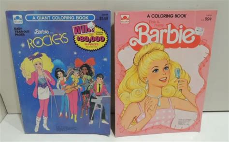 LOT OF 2 VTG Coloring Books Barbie Rockers Pink & Pretty 1983 1986 $17.47 - PicClick