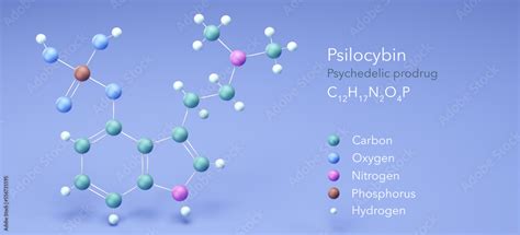 psilocybin molecular structures, Psychedelic prodrug 3d model ...