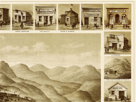 Virginia City, Nevada in 1861 - Bird's Eye View, Aerial, Panorama ...