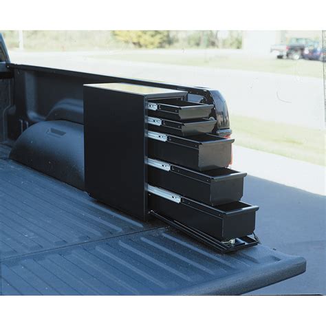 Northern Tool + Equipment Steel Sliding Drawer Truck Box — 5 Drawer, Vertical, Black, Fits 8ft ...