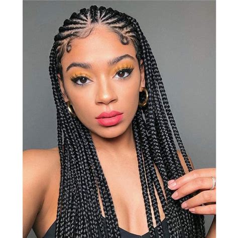 Buy ten chopsticks Black Micro Braids Synthetic Lace Front Wigs for Black Women with Baby Hair ...